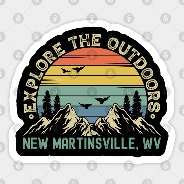 New Martinsville, West Virginia - Explore The Outdoors - New Martinsville, WV Colorful Vintage Sunset Sticker by Feel Good Clothing Co.